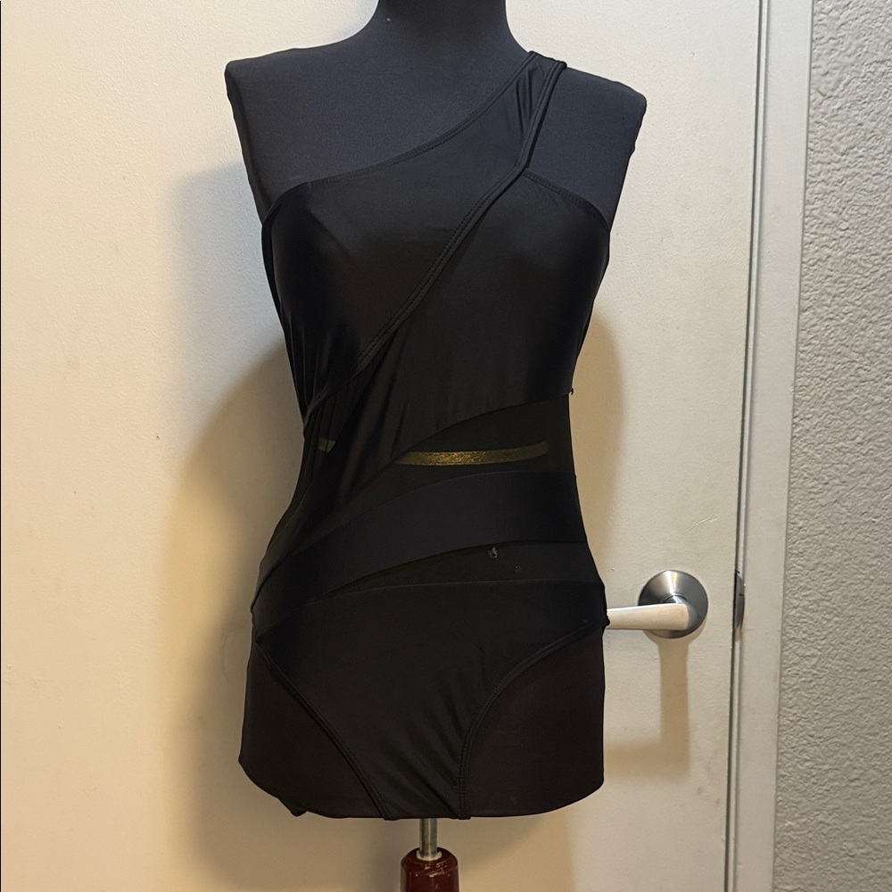 Elegant Black One-Shoulder Women Swim One Piece